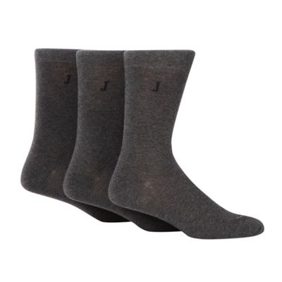 J by Jasper Conran Designer pack of three grey mottled socks